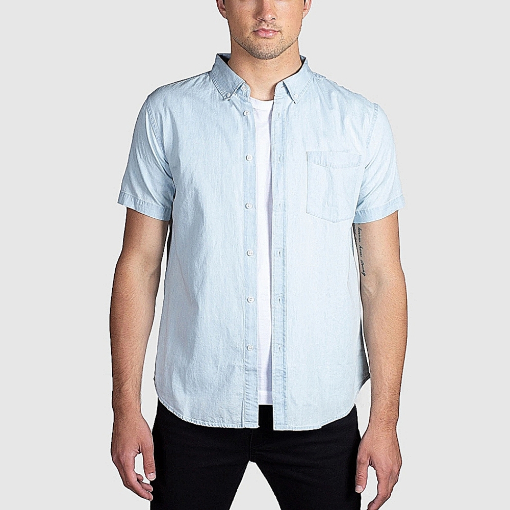 Denim Short Sleeve Button Up